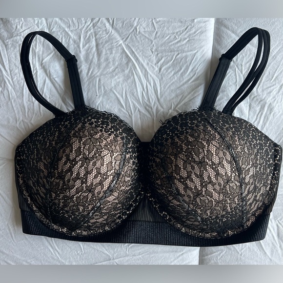 Victoria's Secret Other - Victoria’s Secret Nude/Black Lace Lined Push Up Bra or Strapless Bra - Size 38DD